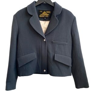 Le Mont St Michel 100% Wool Cropped Jacket, Front Zip, Dk Gray, Size 36 (Small)